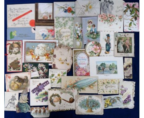 Ephemera, Greetings Cards, a selection of approx. 300 cards, Victorian to early 20thC. Die cut, embossed, glitter etc. Subjec