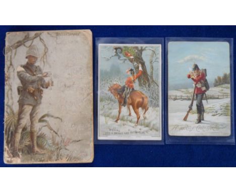 Ephemera, Harry Payne, 2 Tuck published greetings cards to comprise 'Bringing In The Holly' (?) showing a mounted Lancer remo