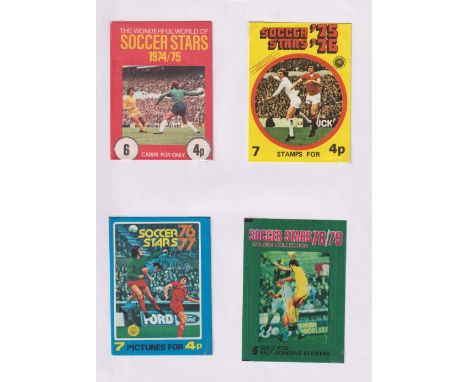 Trade cards packets, stickers etc, Football, a folder containing a collection of packets (some unopened), stickers, milk tops