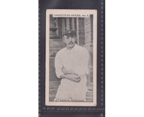 Cigarette card, Gabriel, Cricketers Series, type card, no 1, J.T. Hearne, Middlesex (light horizontal crease o/w gd) (1)