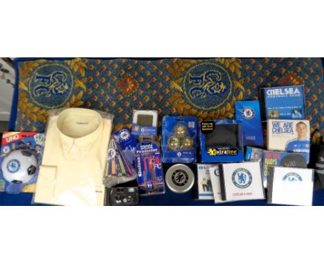 Football collectables, Chelsea FC, selection of mostly modern items including piece of Chelsea FC Club used carpet (approx. 1