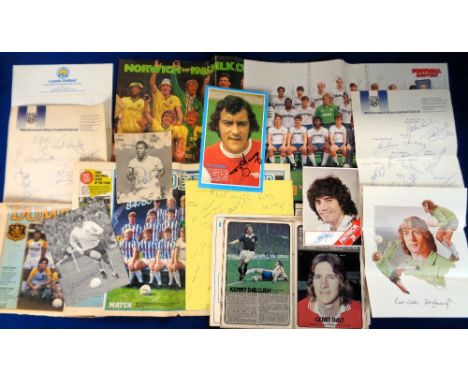 Football autographs, a large one owner collection of signed magazine pages, newspaper cuttings, letters & plain paper, mostly