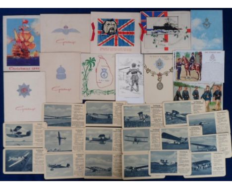 Militaria, post cards, greetings cards and photographs, 35+ to include RAF, ARP, AFS, Military Mascot Bronco, German Machine 