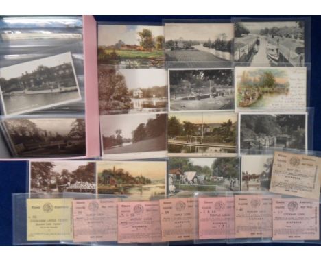 Postcards, River Thames, Hambleden to London, approx. 200 mixed age cards RPs printed and artist drawn together with 7 Thames