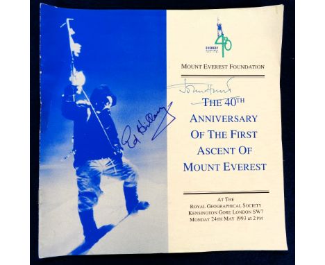 Autographs, Everest, a programme for the 40th Anniversary of the First Ascent of Everest held at The Royal Geographical Socie