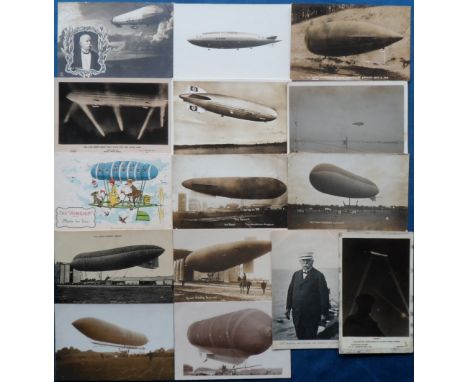Postcards, Aviation, a balloon (airship) and zeppelin mix of approx. 15 cards, RPs of airships inc. Astra-Torres (2), Beta at