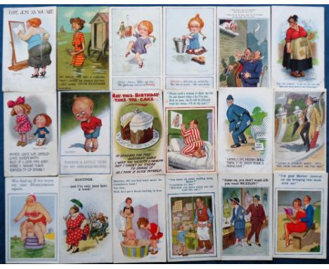Postcards, Comic, a collection of approx. 32 cards illustrated by Donald McGill. Themes include cat, romance, marriage, taxid