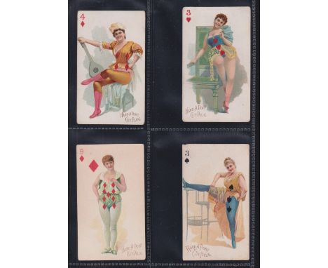 Cigarette cards, USA, Moore & Calvi, 30 cards "XL" size, Beauties playing card issues various series (fair /gd) 