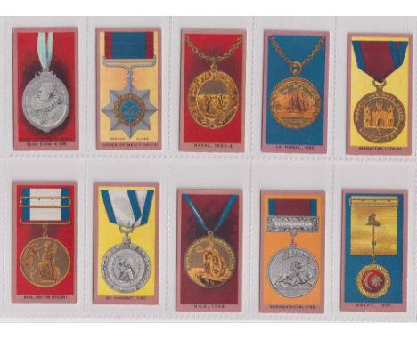 Cigarette cards, Smith's, Medals, (numbered Smith, multi-backed) (set, 50 cards) (some light staining & foxing to backs other