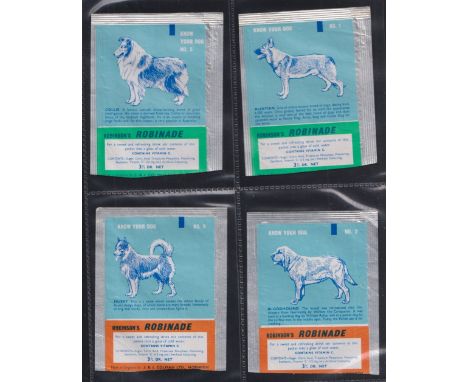 Trade card wrappers, Robinson Robinade, Know your Dogs, 9 foil wrappers nos 1, 2, 5, 9, 13, 14, 15, 18 plus a duplicate numbe