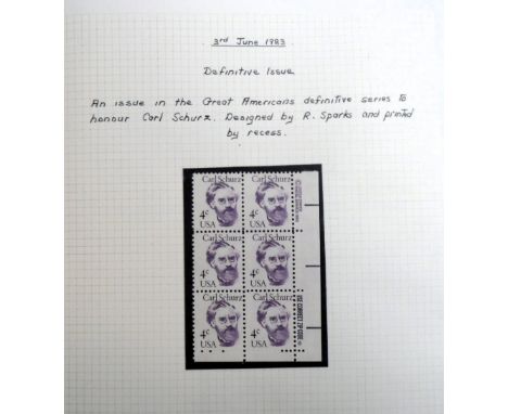 Stamps, USA mint and used collection housed in 3 albums, 1977-1987 to include coils, traffic light and cylinder blocks. Neatl