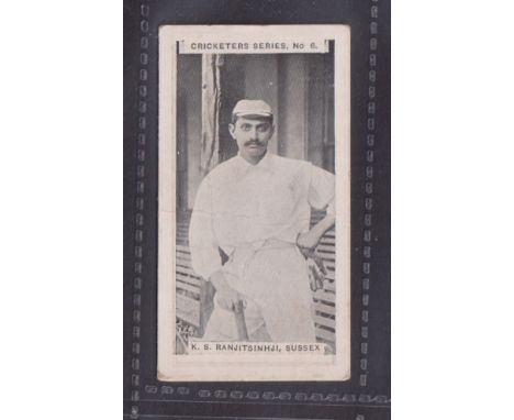 Cigarette card, Gabriel, Cricketers Series, type card, no 6, K.S. Ranjitsinhji, Sussex (light horizontal crease o/w gd) (1)