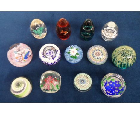 Collectables, Glass Paperweights, 13 examples to include Saint Louis blue Nemophila flowers, Caithness 'Geranium' and 'Dizzy'