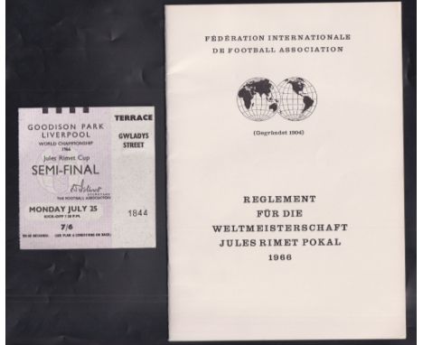 Football ticket & booklet, World Cup 1966, a ticket from the West Germany v Russia semi final game played at Goodison Park on