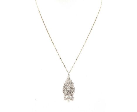 An Art Deco diamond set pendant drop, c.1920,  with a jump ring bale, probably originally a pendant earring drop. Pierced pea