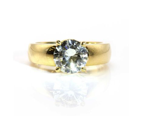 A single stone diamond ring, by Crown Juwelen of Hamburg, with a brilliant cut diamond, with a stated weight of 2.13ct, four 