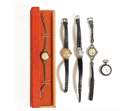 A group of ladies' wristwatches,comprising a 9ct gold Record mechanical bracelet watch, currently not running, with a round c