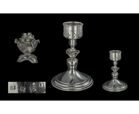 Queen Elizabeth II Sterling \silver Replica Of A 17th Century Candlestick Holder - Special Hallmark For Birmingham 1973. Make