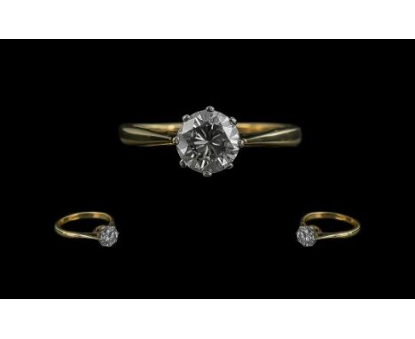 18ct Gold Excellent Quality Single Stone Diamond Set Ring, marked 18ct to interior of shank.  The round brilliant cut diamond