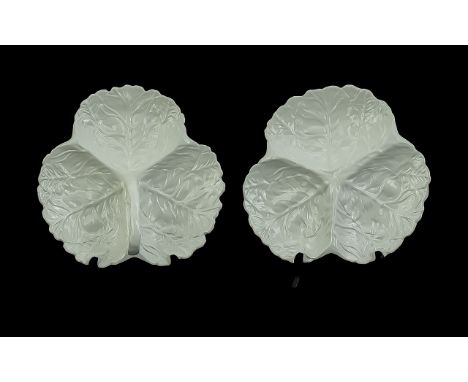 Coalport Pair of Bone China Leaf Serving Dishes In White, One With Handle. All With Original Boxes and In As New Condition. T