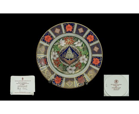 Royal Crown Derby - First Limited Edition Christmas Plate 1991 No 349 of 1500 Pieces. Boxed and Certificate, In As New Condit