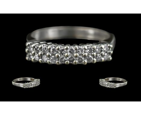 Ladies 9ct Gold Diamond Set Dress Ring. Attractive Channel Set Diamond Ladies Ring. Ring Size K - L. Weight 2.3 grams. 