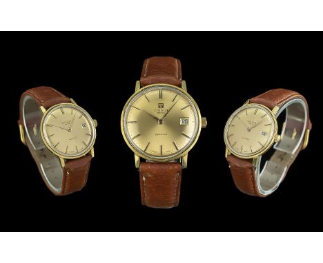Tissot Seastar Gent's 18ct Gold Mechanical Wrist Watch, circa 1960's, features champagne dial, tan leather watch strap, gold 