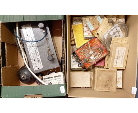 Assorted clock and watch makers parts and tools (4 boxes)