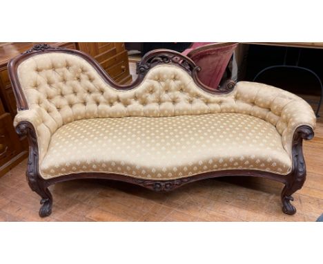 A Victorian mahogany framed button back settee