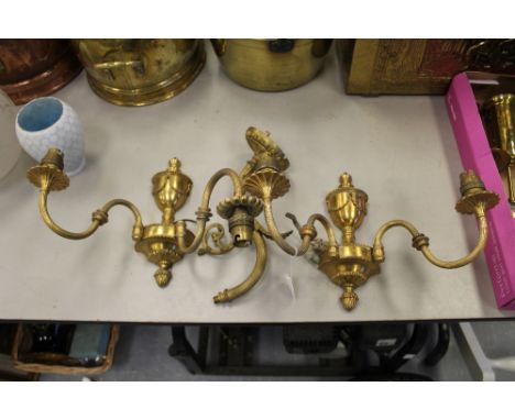 Pair of double wall light fittings & other