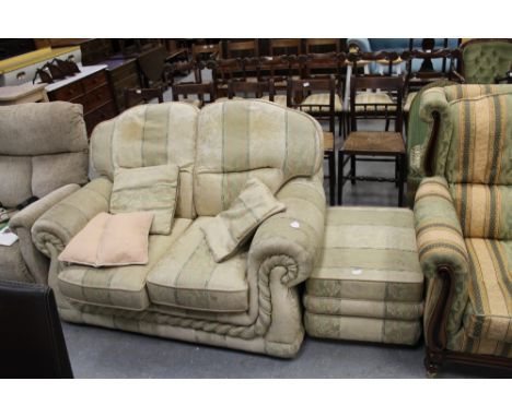 2 seater sofa & pouffe