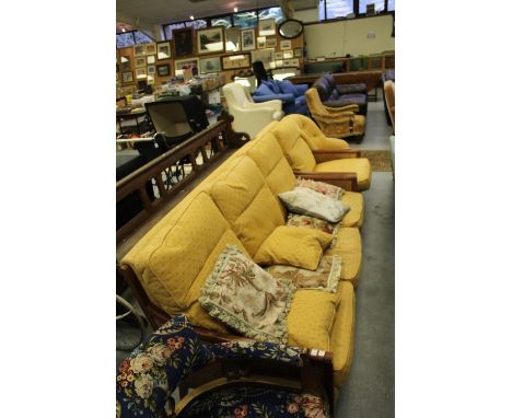 Parker Knoll sofa, armchair & button-back chair