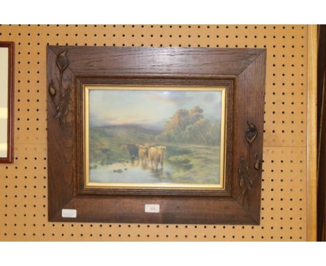 Oak framed Highland cattle print
