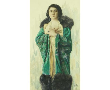 Neville
watercolour, possibly over a printed base, portrait of the actress Jose Collins, 12" x 7", framed.