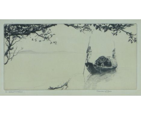 Charles William Cain
etching, In Silent Waters, signed in pencil, p 4" x 8" and an etching, busy Thames view by a different h