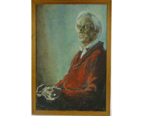 English School
mid 20th century oil on canvas, portrait of Sir Herbert Read (1893-1968) unsigned, 30" x 20", framed.