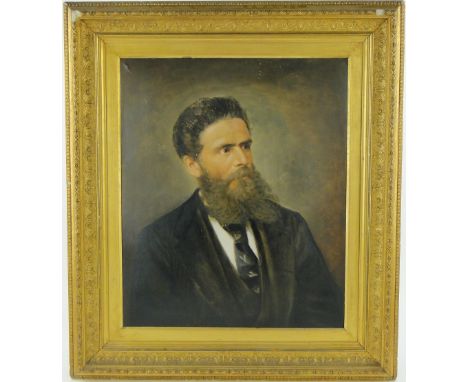 Greek School
oil on board, portrait of a gentleman, unsigned with Greek Museum Export Stamps verso, 24" x 19.5", framed.