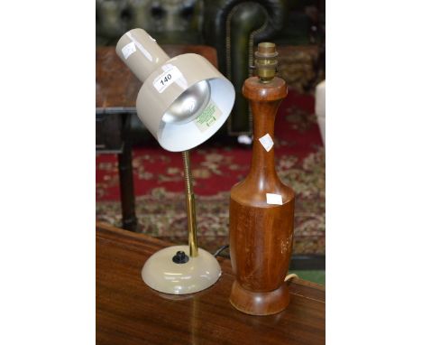 A Retro teak bottle shape table lamp;  another angle poise (2)