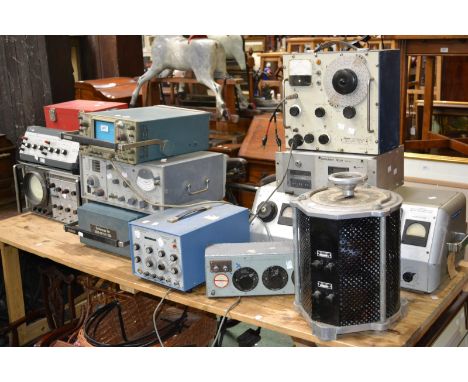 Scientific instruments and radio equipment - a Samwell and Hutton RF sweep generator; Tektronix 465 oscilloscope; Tektronix 4