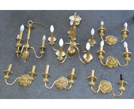 Brass wall and ceiling light fitting