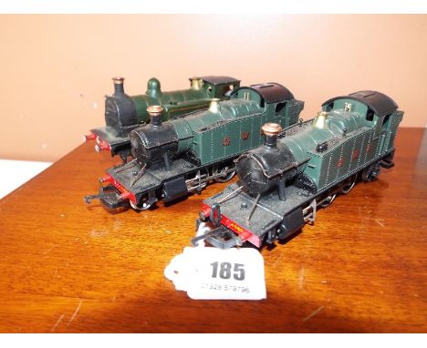Model railways - three GWR OO gauge tank locomotives comprising two off 2-6-2T both operating no 4589 and kit-built 0-6-2T di
