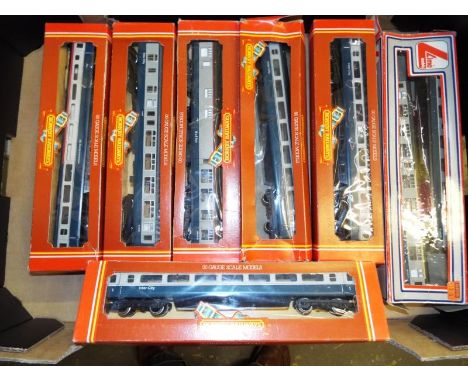 Model railways - seven OO gauge passenger carriages, predominantly Hornby BR Inter-City,boxed