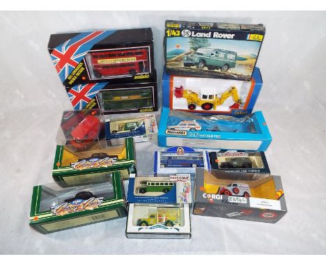 A mixed lot of diecast model motor vehicles to include Matchbox Super Kings, Solido London Buses, Tomica Dandy F01 JCB 3D, Co