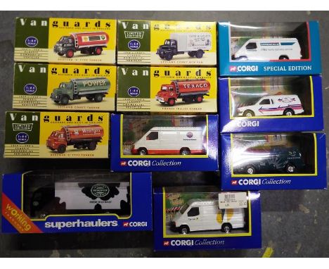 A collection of die cast model motor vehicles to include 5 Vanguards, 1:64 scale and 6 Corgi commercials, all mint, boxed - E