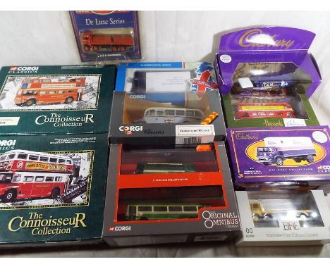 Approximately nine Corgi Classics and other die cast model motor vehicles to include two Connoisseur Collection Routemaster b