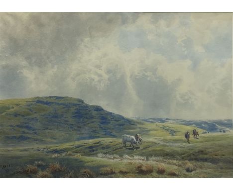 Henry Raphael Oddy (British 1852-1907): Cattle Grazing in the Uplands, watercolour signed and dated '92, 47cm x 65cmCondition