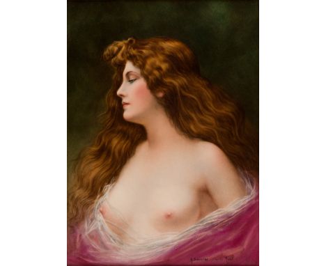 A pair of Continental porcelain rectangular plaques, late 19th/early 20th Century, painted by Alexandre Soustre, signed, each