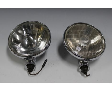 A chromium plated Lucas SLR700 spot lamp and a Lucas SFT700 fog lamp.