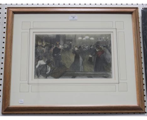 Théophile Alexandre Steinlen - Dance Hall, colour lithograph, signed in the plate, image size approx 21cm x 35cm, within a li