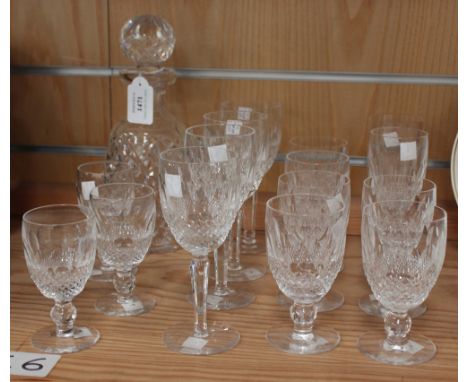 A part suite of Waterford crystal Colleen pattern glassware, comprising six red wine glasses, four tall white wine glasses, t